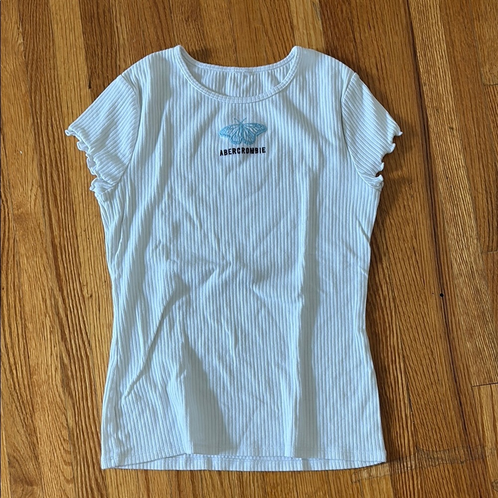 Abercrombie Kids White Tee with Blue Logo